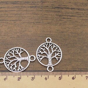 20 Round Tree Connector Charmsantique Silver Tonedouble - Etsy
