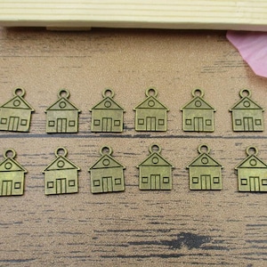 30 House Charms, Antique Bronze Tone,Double Sided-RS463