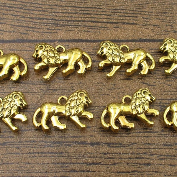 8 Lion Charms,Gold Color 3D-RS1270