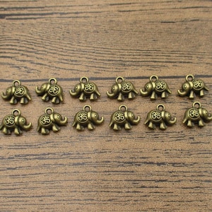 20 Elefant Charms, antike Bronze Ton, Doppelseitig-RS1058