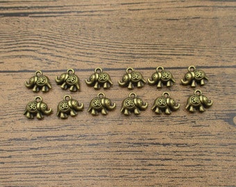 20 Elephant Charms,Antique Bronze Tone,Double Sided-RS1058