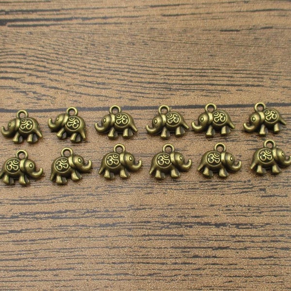 20 Elephant Charms,Antique Bronze Tone,Double Sided-RS1058