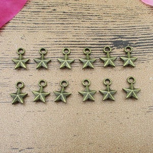 50 kleine Stern Charms, antike Bronzefarbe, 3D Charms-RS529
