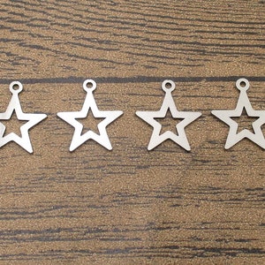 4 Stainless Steel Star Charms-SS1025