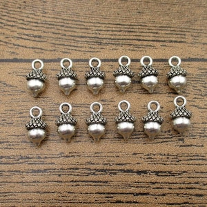 BULK SALE! 100 Acorn Charms Antique Silver Tone-RS068