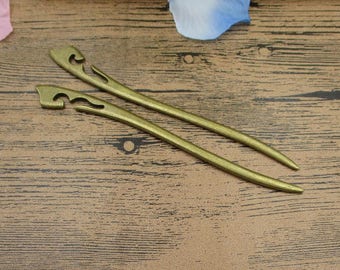 2 Antique Bronze Hairpins-Bookmarks-Vintage Style-RS695
