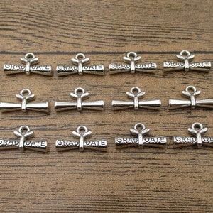 12 Graduate Charms, antikes silbernes Ton-RS997