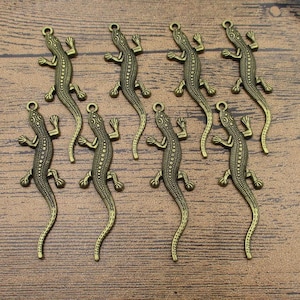 8 Lizard Charms,Antique Bronze Tone-RS944