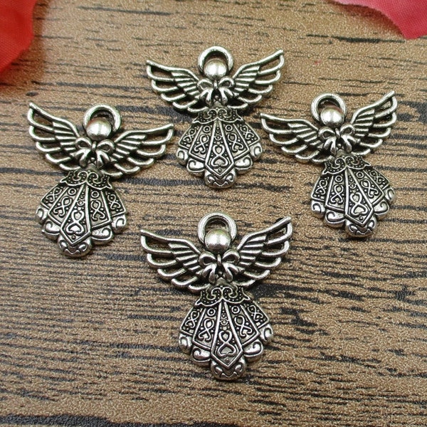 12 Angel charms,angel pendant, antique silver tone-RS002