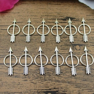 SAMMELVERKAUF! 150 Pfeil Verbinder Charms, antikes Silber Ton, doppelseitig-RS609