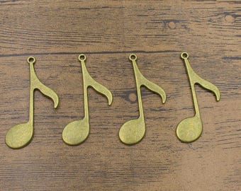 4 Big Treble Clef Charms ,Antique Bronze Tone -RS225