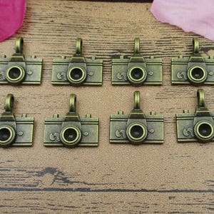 12 Camera Charms ,Antique Bronze Tone-RS525