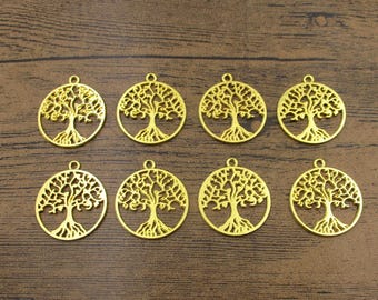8 Tree Of Life Charms,Gold Color,Double sided-RS258
