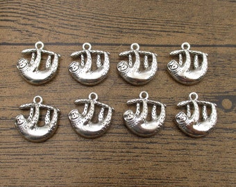 8 Faultier Charms, Antik Silber Ton 3D-RS1285