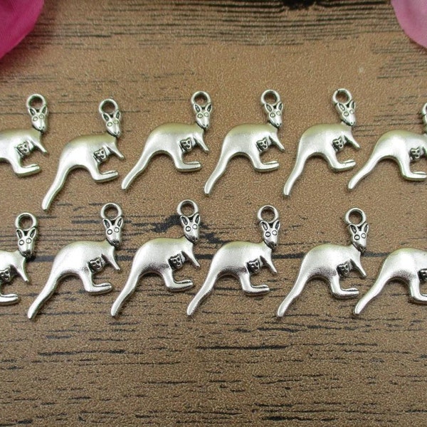 30 Kangaroo Charms,Antique Silver Tone-RS482