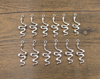 20 Snake Charms,Antique Silver Tone-RS1383