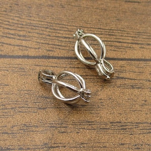 2 Round Cage Charms Antique Silver Tone-TS278