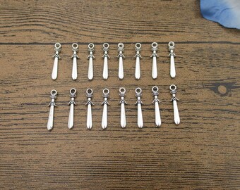 20 Little Sword Charms,Antique Silver Tone-RS975