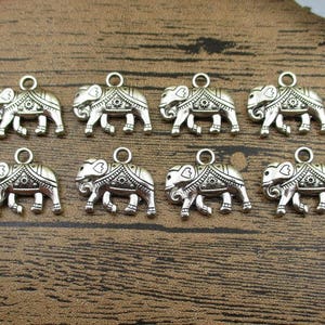 12 Elefant Charms, Antik Silber Ton doppelseitig-RS612