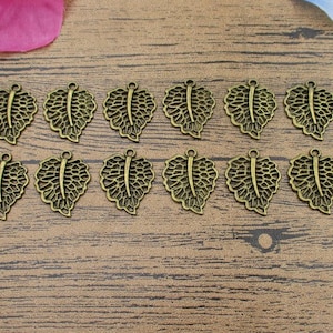 20 Leaf Charms,Antique Bronze Tone,Double Sided-RS800
