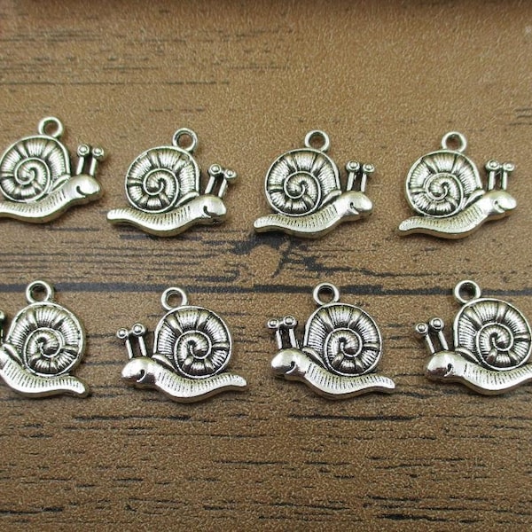 20 Snail Charms,Antique Silver Tone,Double Sided-RS473