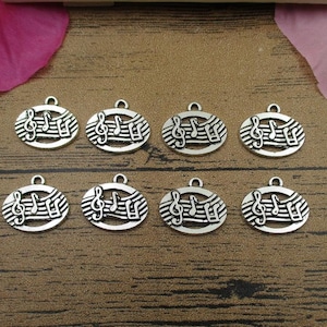 20 Treble Clef Charms ,Antique Silver Tone-RS450