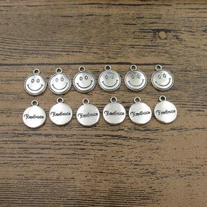 20 Smile Face Charms,Antique Silver Tone-RS724