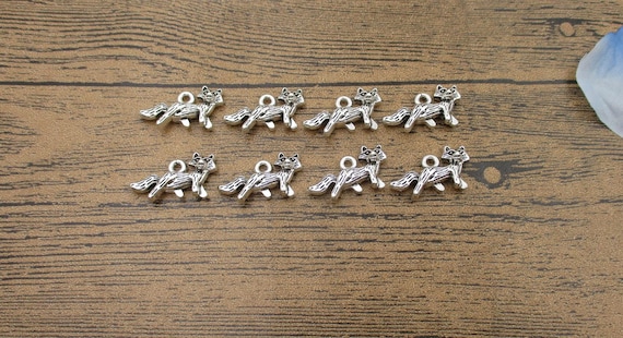 12 ciondoli a forma di volpe, color argento antico, ciondoli 3D - RS585 - Italia
