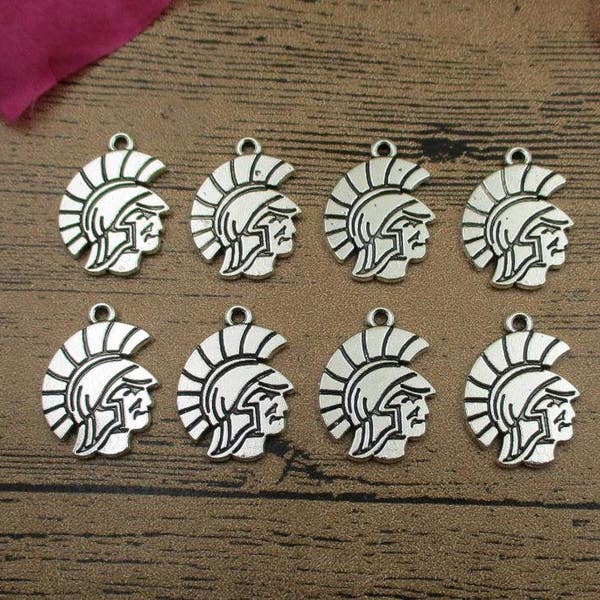 12 Spartan Charms,Antique Silver Tone-RS530