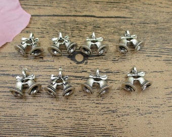 12 Bell Charms, Antique Silver Tone-RS672