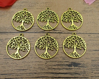 8 Tree Of Life Charms,Antiuqe Glod Tone,Double sided-RS258