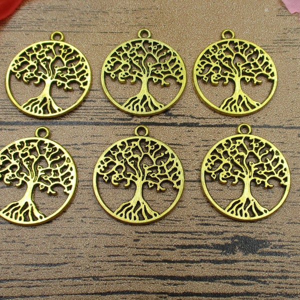 8 Tree Of Life Charms,Antiuqe Glod Tone,Double sided-RS258