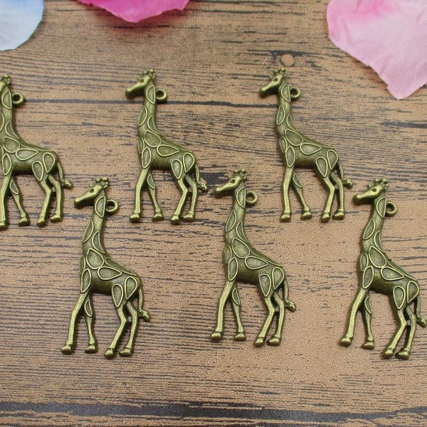 6 grande girafe charmes, Bronze Antique ton - RS802