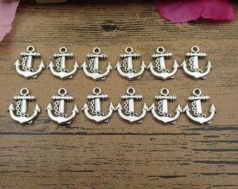 20 Anchor Charms,Antique Silver Tone-RS554