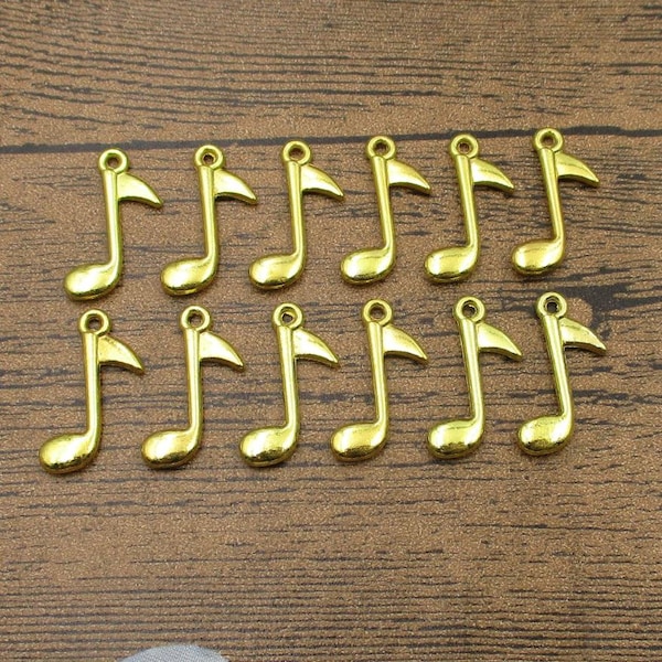 12 Music Note Charms,Gold Color-RS1169