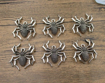 VENTE EN VRAC! 30 Big Spider Charms ,Antique Silver Tone-RS880