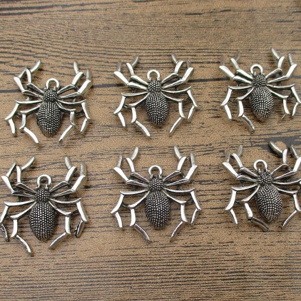 VENTE EN VRAC! 30 Big Spider Charms ,Antique Silver Tone-RS880