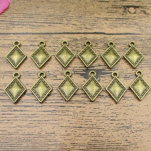 12 Diamant Poker Charms, antiker Bronzeton, doppelseitig -RS161