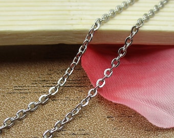 5M Length Stainless Steel Chain-1.8x1.5mm, Bulk Chain, Necklace Chain,Silver Tone-CS026