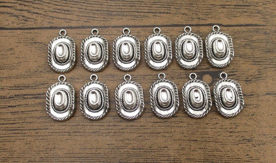 50x Cowboy Hat Charms – Antique Silver Tone – CA34 Bulk Lot
