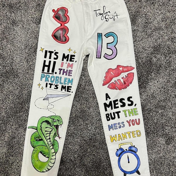 Hand Painted Jean Pants Etsy