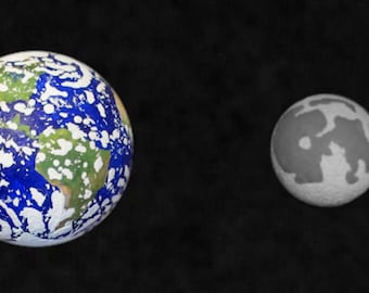Handmade Earth and Moon globes.
