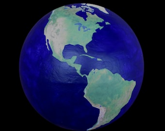 Large, handmade Earth globe without clouds.