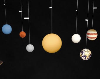Handmade hanging solar system.