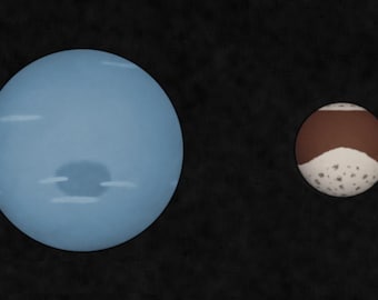 Handmade Neptune globe with its moon.