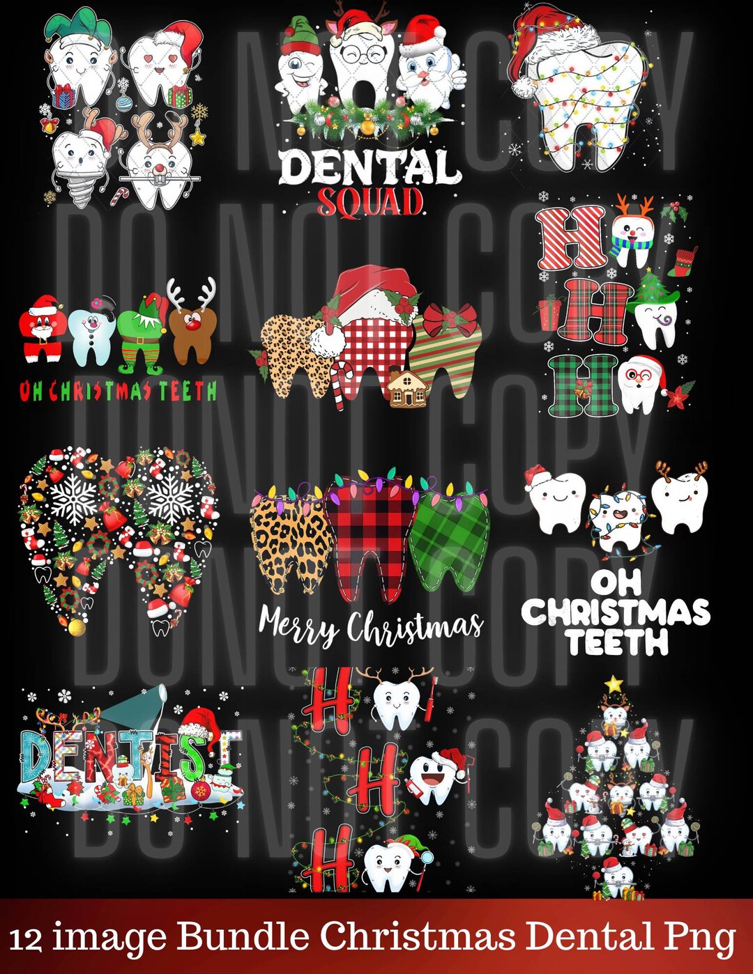 Dental Christmas Png Bundle, Dentist Christmas Png, Dental Design Png