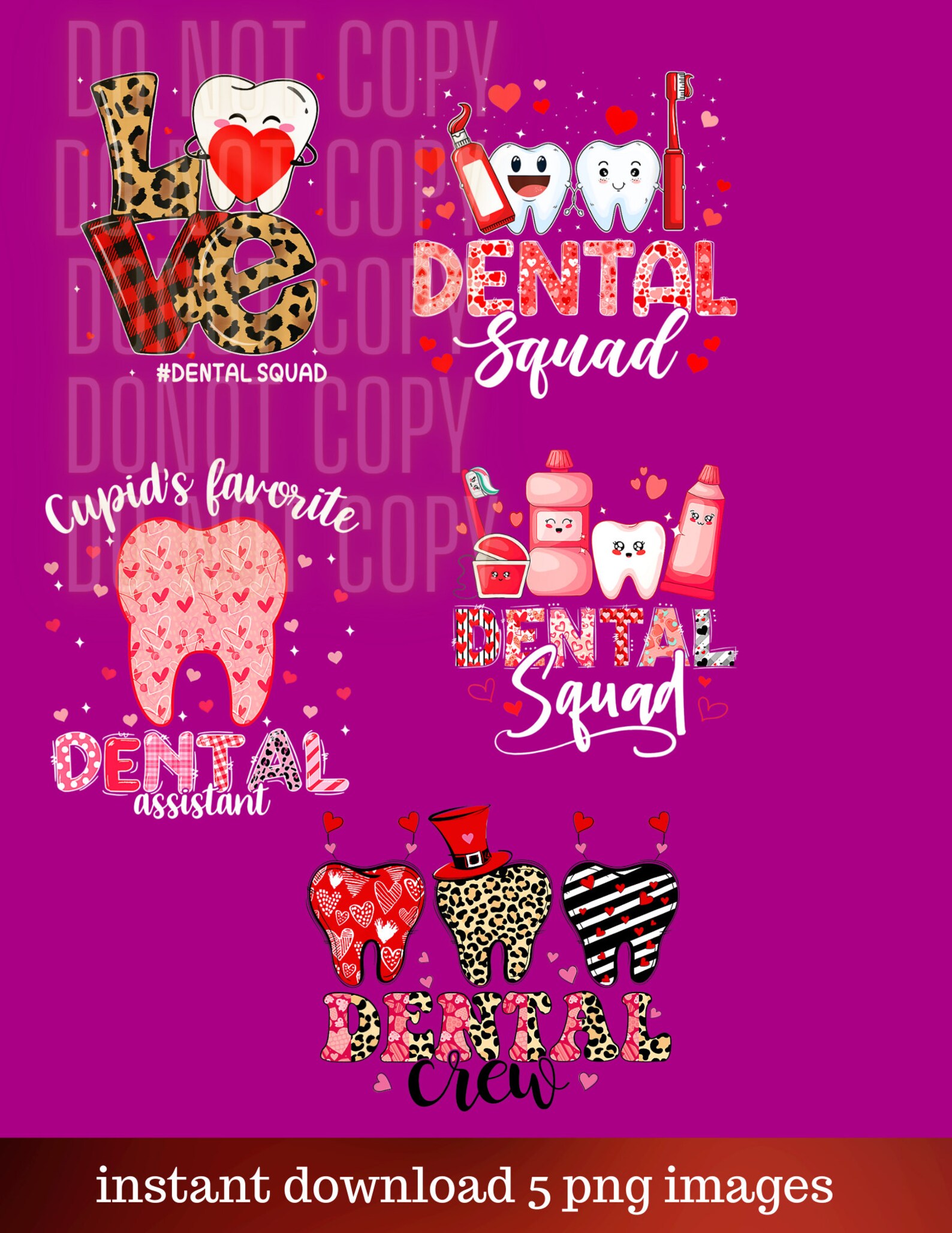Dental Valentine Png Bundle Valentine's Day Dental Love Etsy