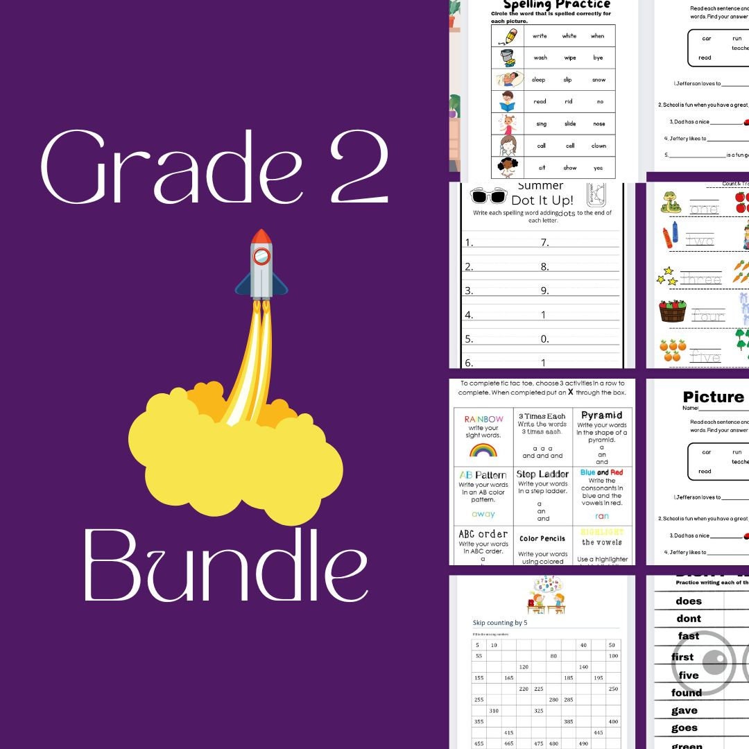 Grade 2 learning worksheets etsy