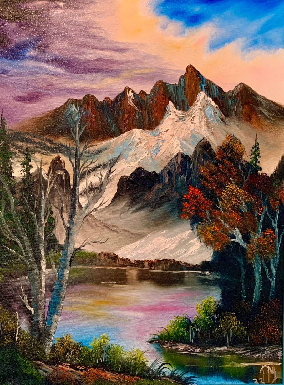 Mountain Lake Oil Painting, 18x24 Landscape Art - Etsy