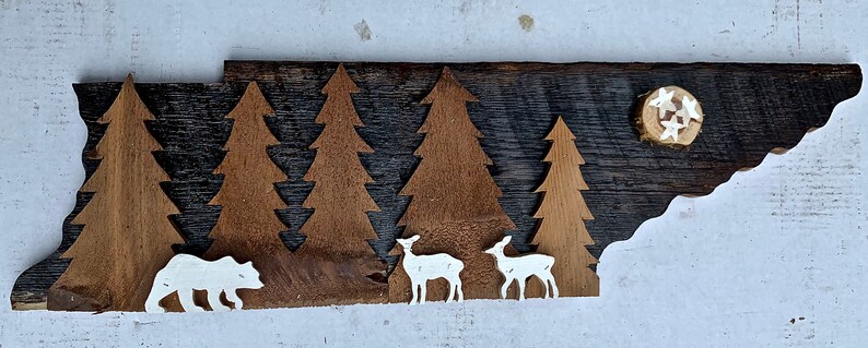 Bear and Deer Cutout Bear cutout Tennessee Cutout Barnwood Tennessee Sign